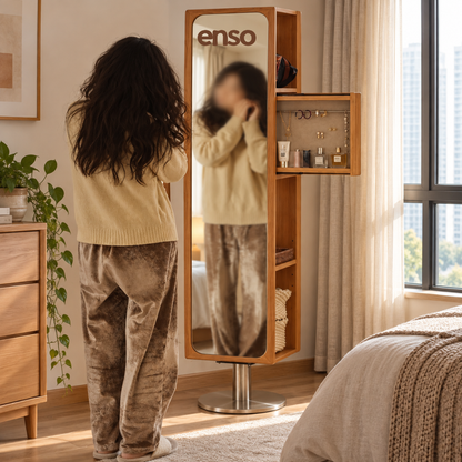 SHIZUKU Solid Wood Storage Mirror
