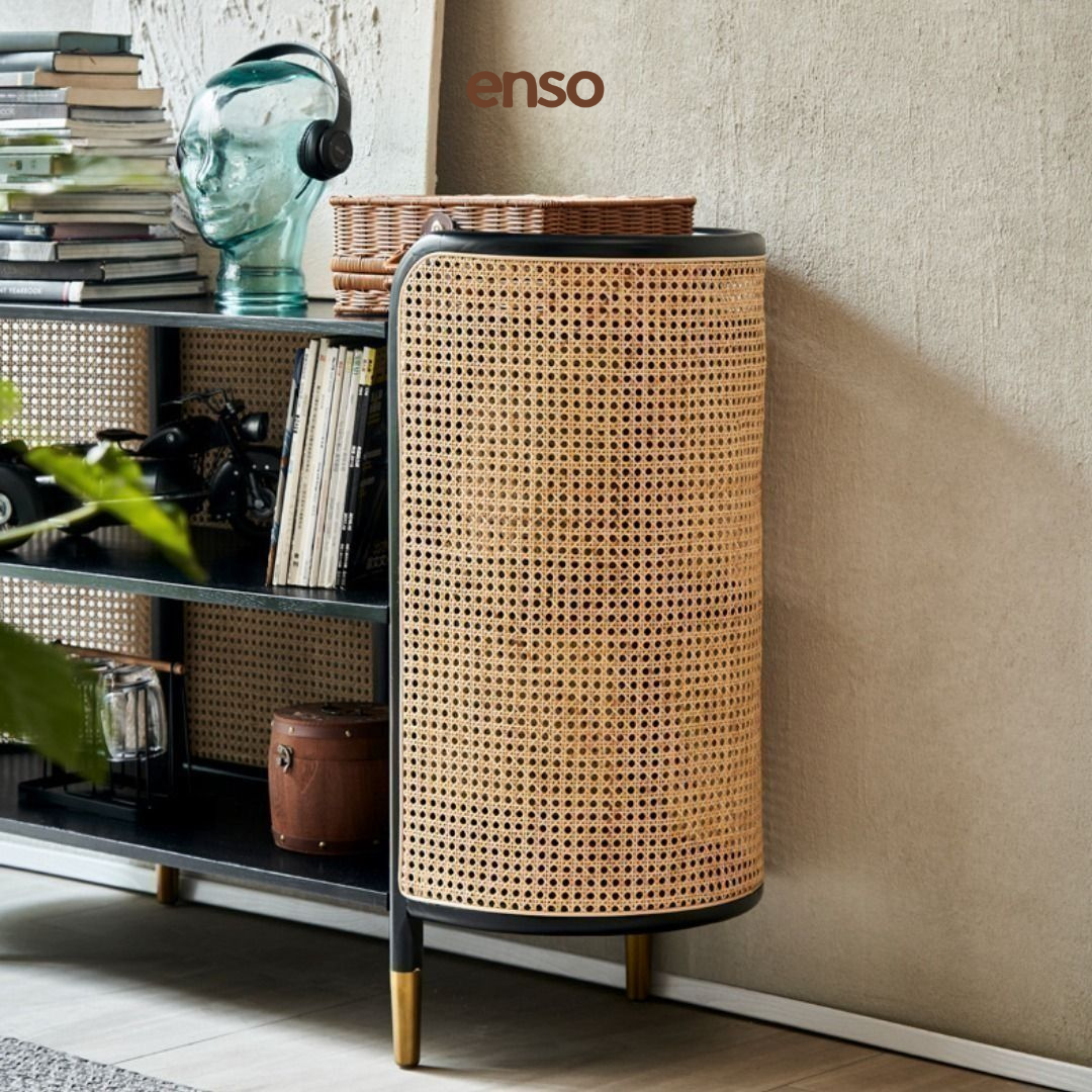 KADO Rattan Solid Wood Display Cabinet