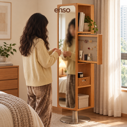 SHIZUKU Solid Wood Storage Mirror