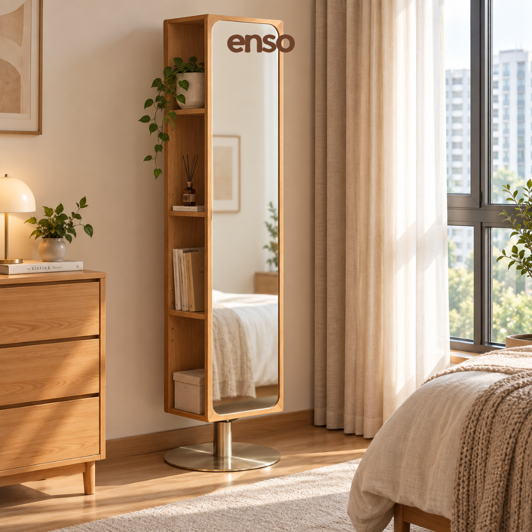 SHIZUKU Solid Wood Storage Mirror