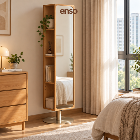 SHIZUKU Solid Wood Storage Mirror
