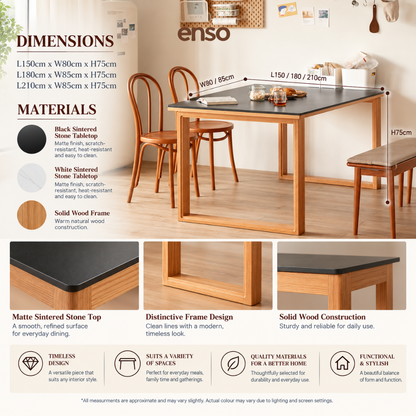 HIKARI Sintered Stone Solid Wood Dining Table